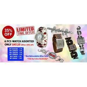 Discount Package: 35% off ( 6 PC ) Assortment Watches - Group 2- PROMO-WATCH-2